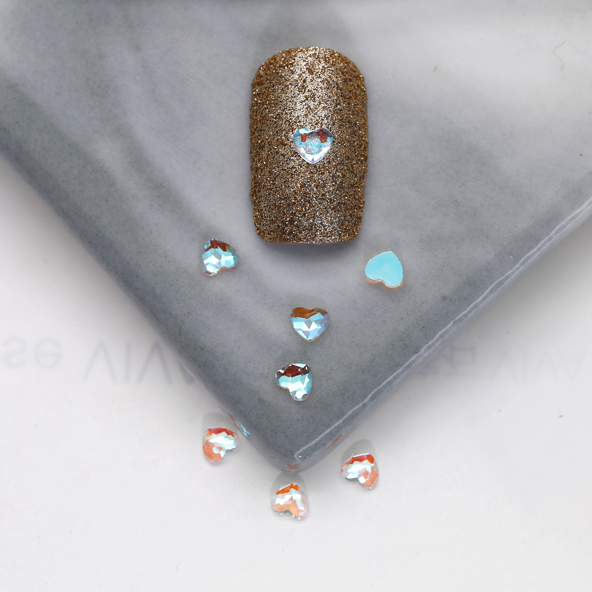 Factory Direct Wen Jingling Style Aurora Glass Stones Flatback Shaped Aurora Transparent Rhinestones Nail Art Accessories