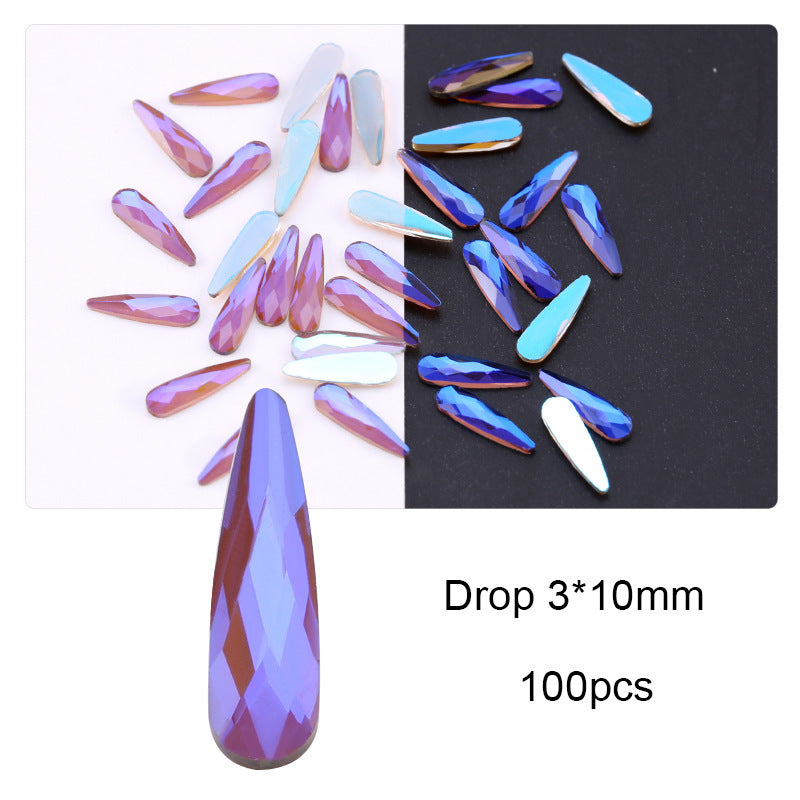 Cross-Border Direct Supply Aurora Phantom Purple Flatback Shaped Rhinestones DIY Nail Art Decorations Wholesale Accessories