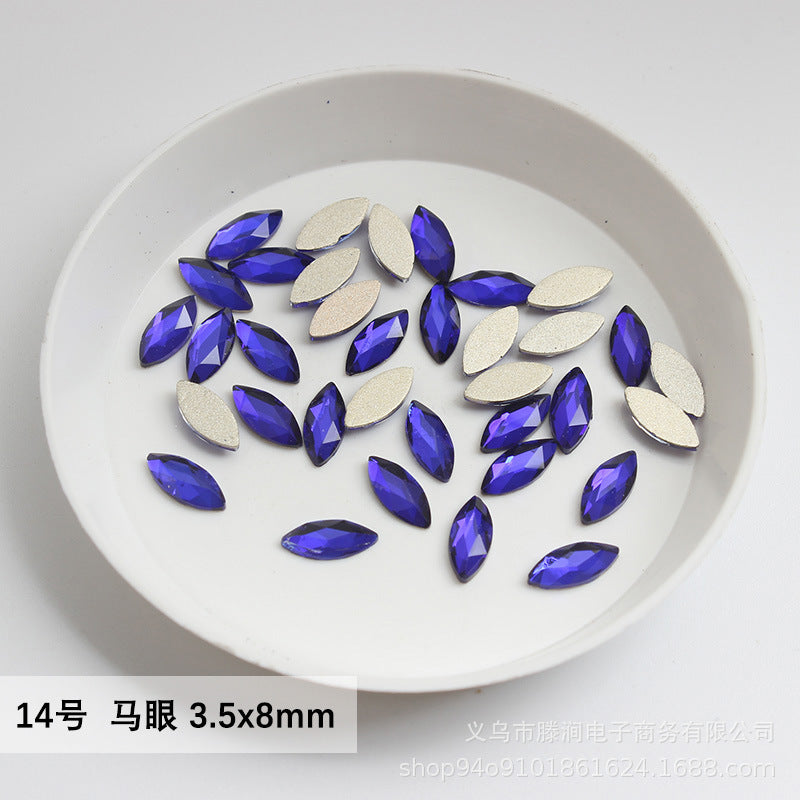 Flatback Shaped Rhinestones Series Deep Blue Colorful Nail Art Decorations Royal Blue Flatback Nail Rhinestones Wholesale Price