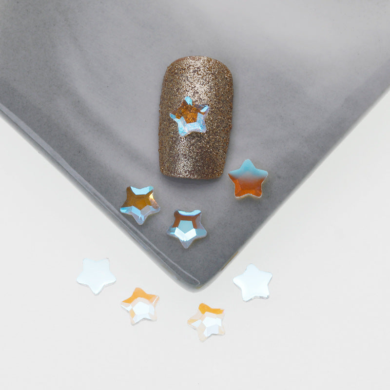 Factory Direct Wen Jingling Style Aurora Glass Stones Flatback Shaped Aurora Transparent Rhinestones Nail Art Accessories