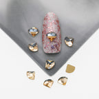 Cross-Border Supply Gold Champagne Flatback Shaped Nail Art Rhinestones Super Sparkle Gel Polish Adhesive Stones Non-Fading Base Color