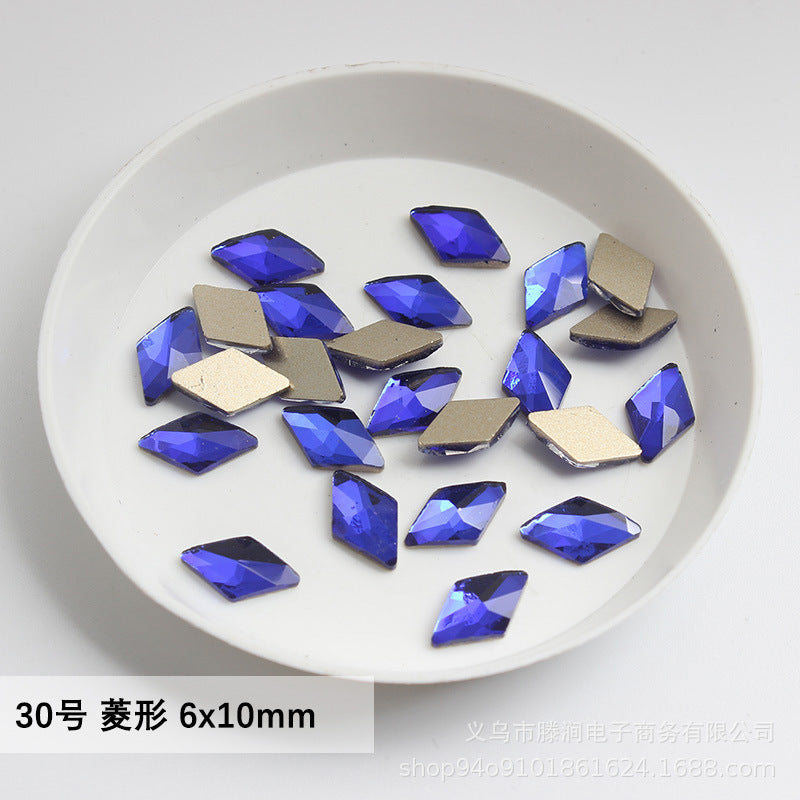 Flatback Shaped Rhinestones Series Deep Blue Colorful Nail Art Decorations Royal Blue Flatback Nail Rhinestones Wholesale Price