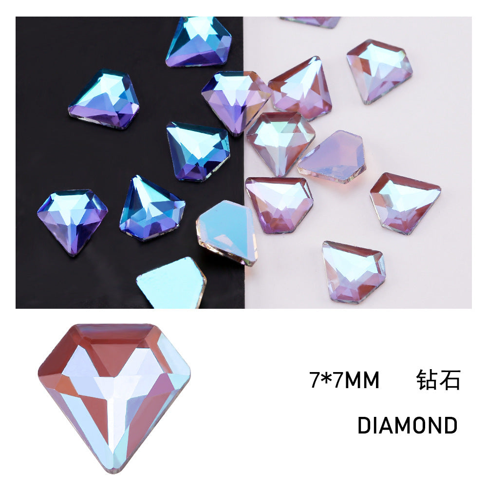 Cross-Border Direct Supply Aurora Phantom Purple Flatback Shaped Rhinestones DIY Nail Art Decorations Wholesale Accessories
