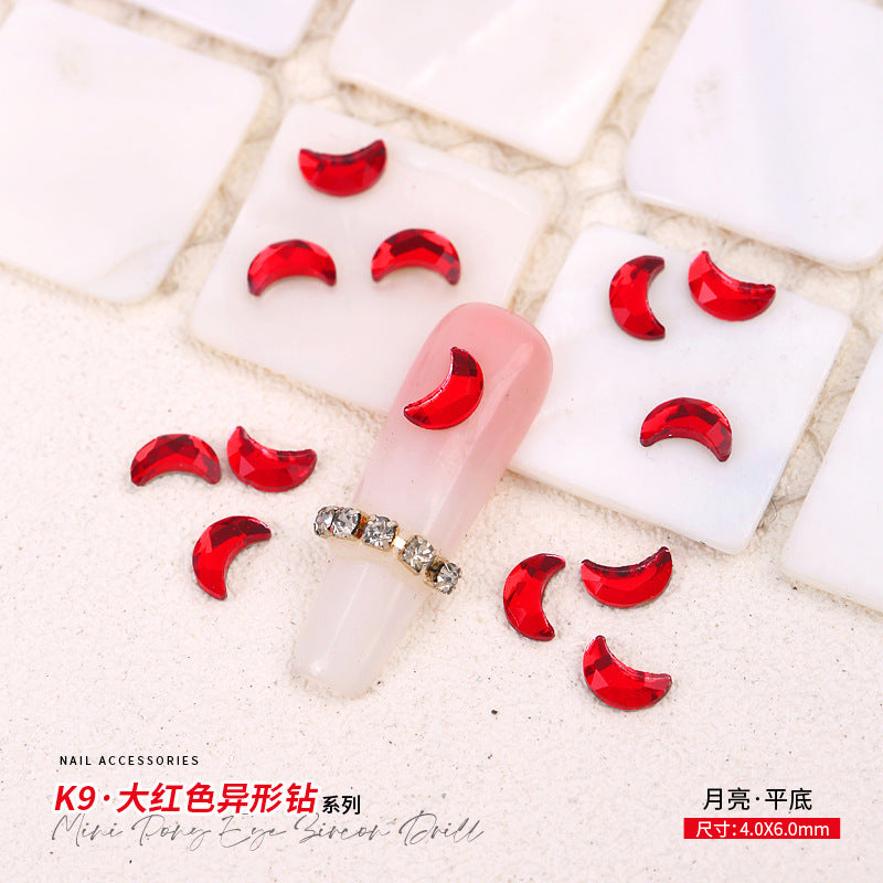 Red Small Flatback Shaped Rhinestones: Heart, Teardrop, Butterfly, Marquise | Christmas & New Year Nail Art Glass Ornaments | Factory Wholesale