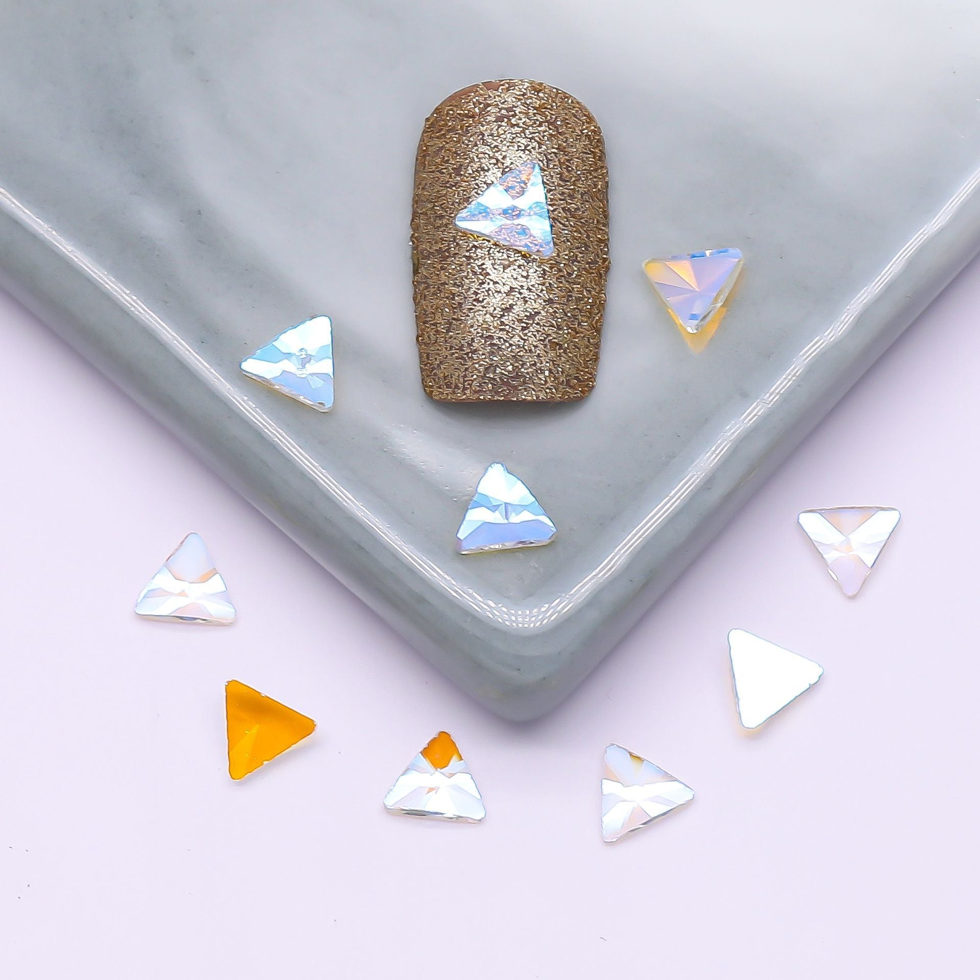 Factory Direct Wen Jingling Style Aurora Glass Stones Flatback Shaped Aurora Transparent Rhinestones Nail Art Accessories