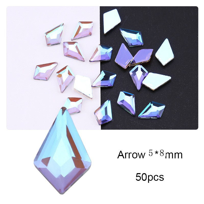 Cross-Border Direct Supply Aurora Phantom Purple Flatback Shaped Rhinestones DIY Nail Art Decorations Wholesale Accessories