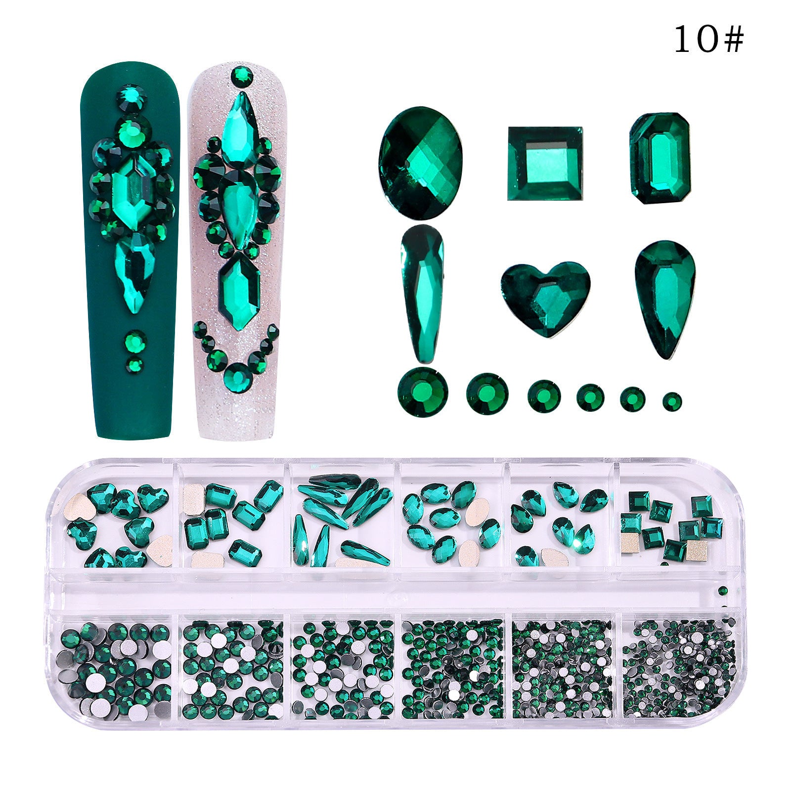 New Style 12-Grid Nail Art Rhinestones Flatback Shaped AB Rhinestones Nail Art Decorations Accessories