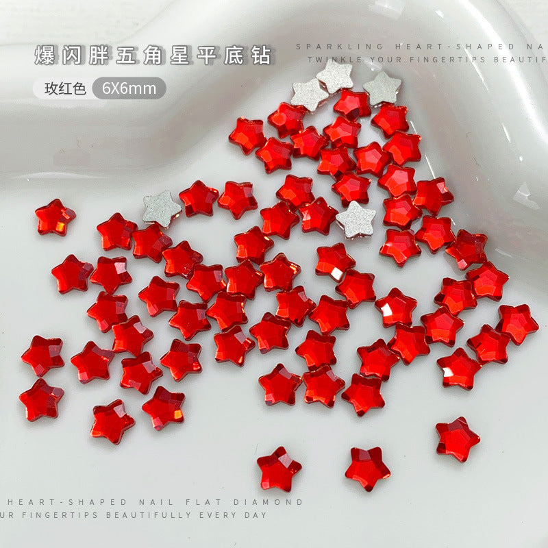 Red Small Flatback Shaped Rhinestones: Heart, Teardrop, Butterfly, Marquise | Christmas & New Year Nail Art Glass Ornaments | Factory Wholesale