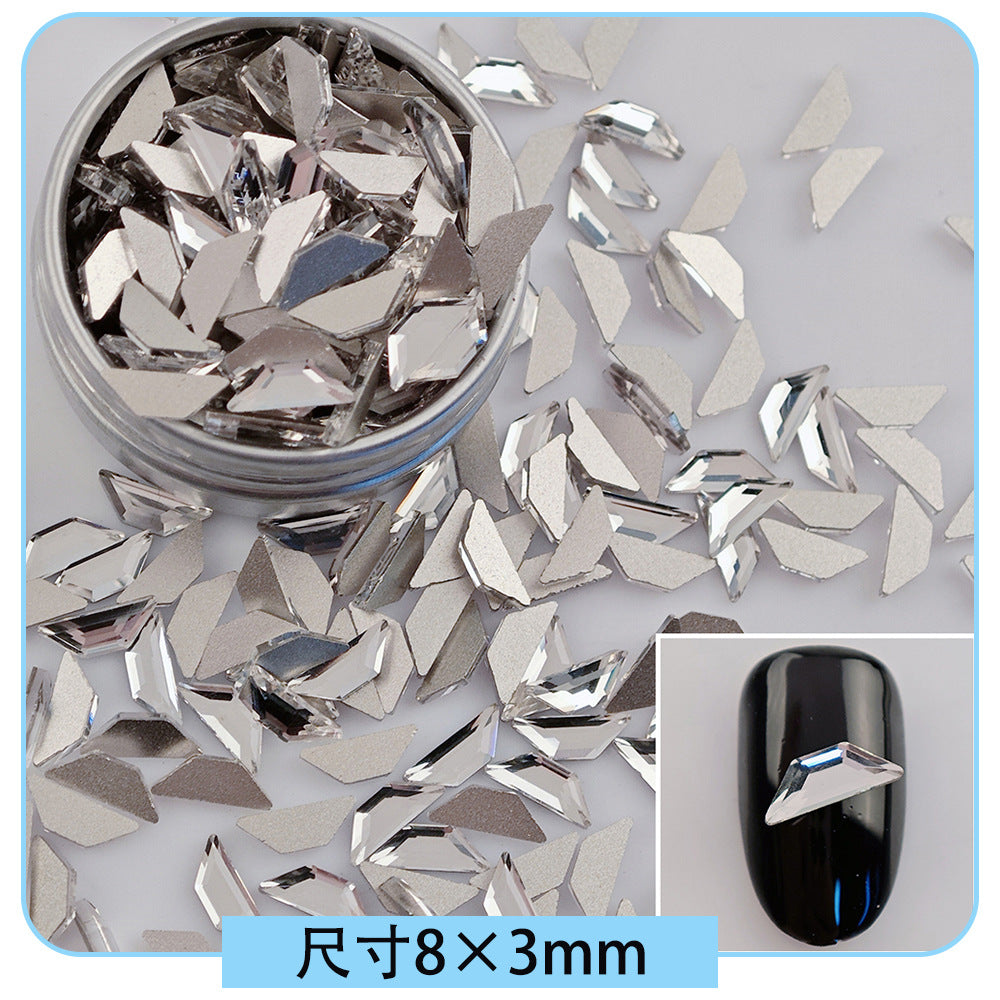 Mini Small Mixed Flatback Multi-Style Shaped Rhinestones Super Sparkle White Glass Nail Art Decorations