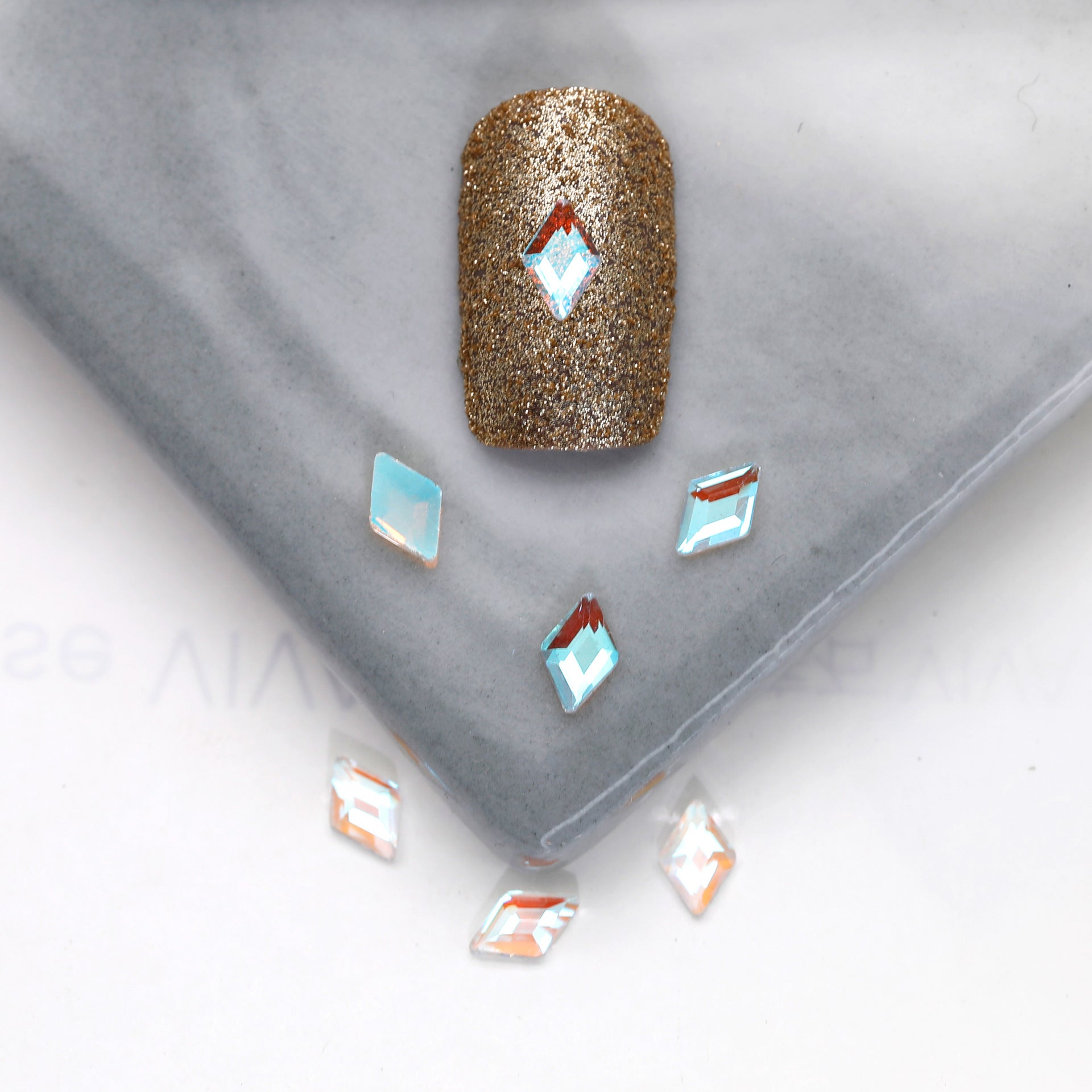 Factory Direct Wen Jingling Style Aurora Glass Stones Flatback Shaped Aurora Transparent Rhinestones Nail Art Accessories