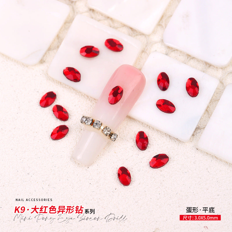 Red Small Flatback Shaped Rhinestones: Heart, Teardrop, Butterfly, Marquise | Christmas & New Year Nail Art Glass Ornaments | Factory Wholesale