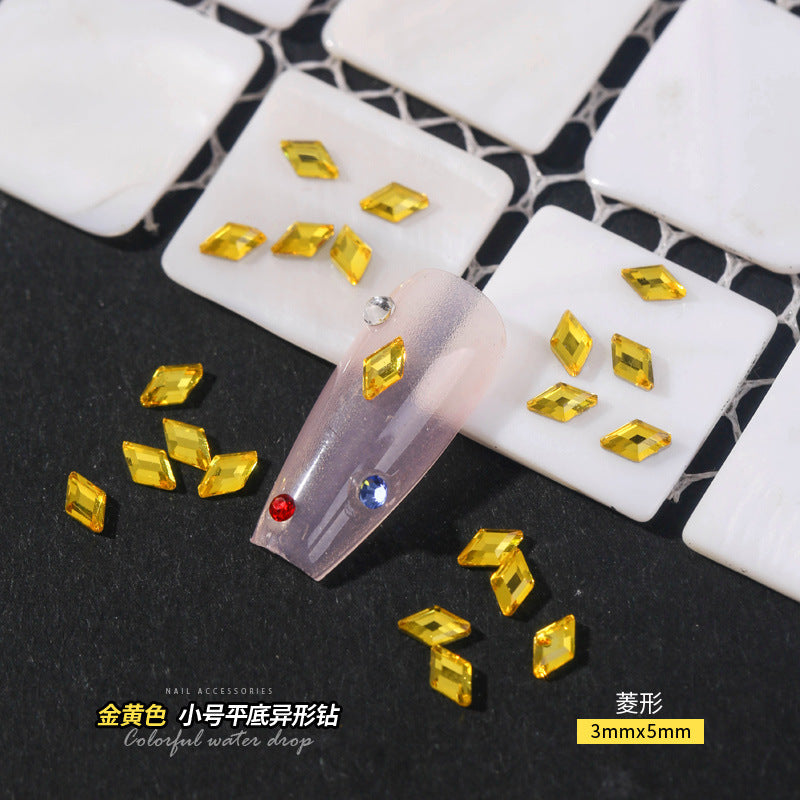 Small Golden Yellow Flatback Shaped Rhinestones Yellow Heart Butterfly Marquise Glass Crystal Nail Art Decorations Wholesale