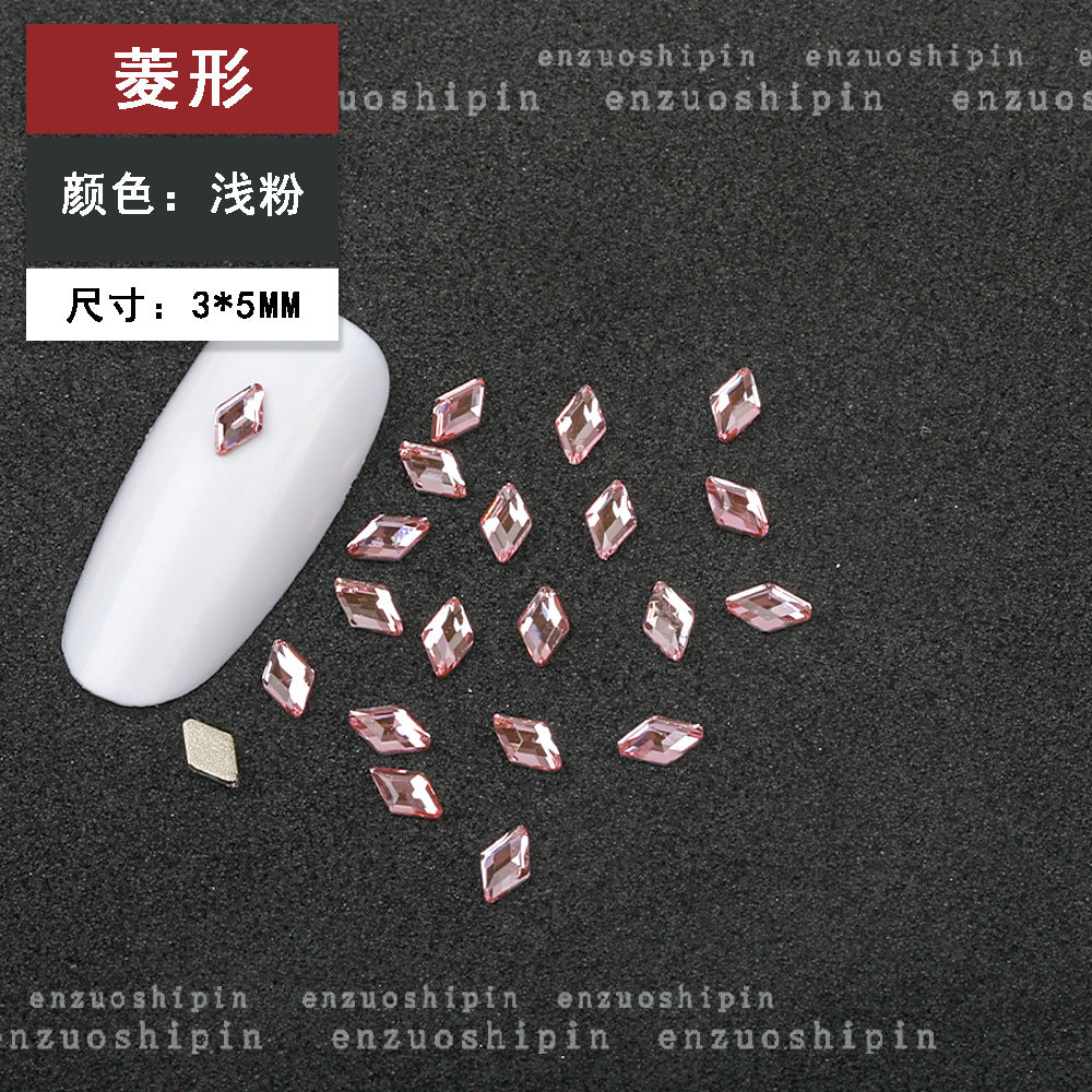 New Hot-Selling Light Pink Gold Base Flatback Shaped Marquise Teardrop Glass Rhinestones DIY Nail Art Accessories Wholesale