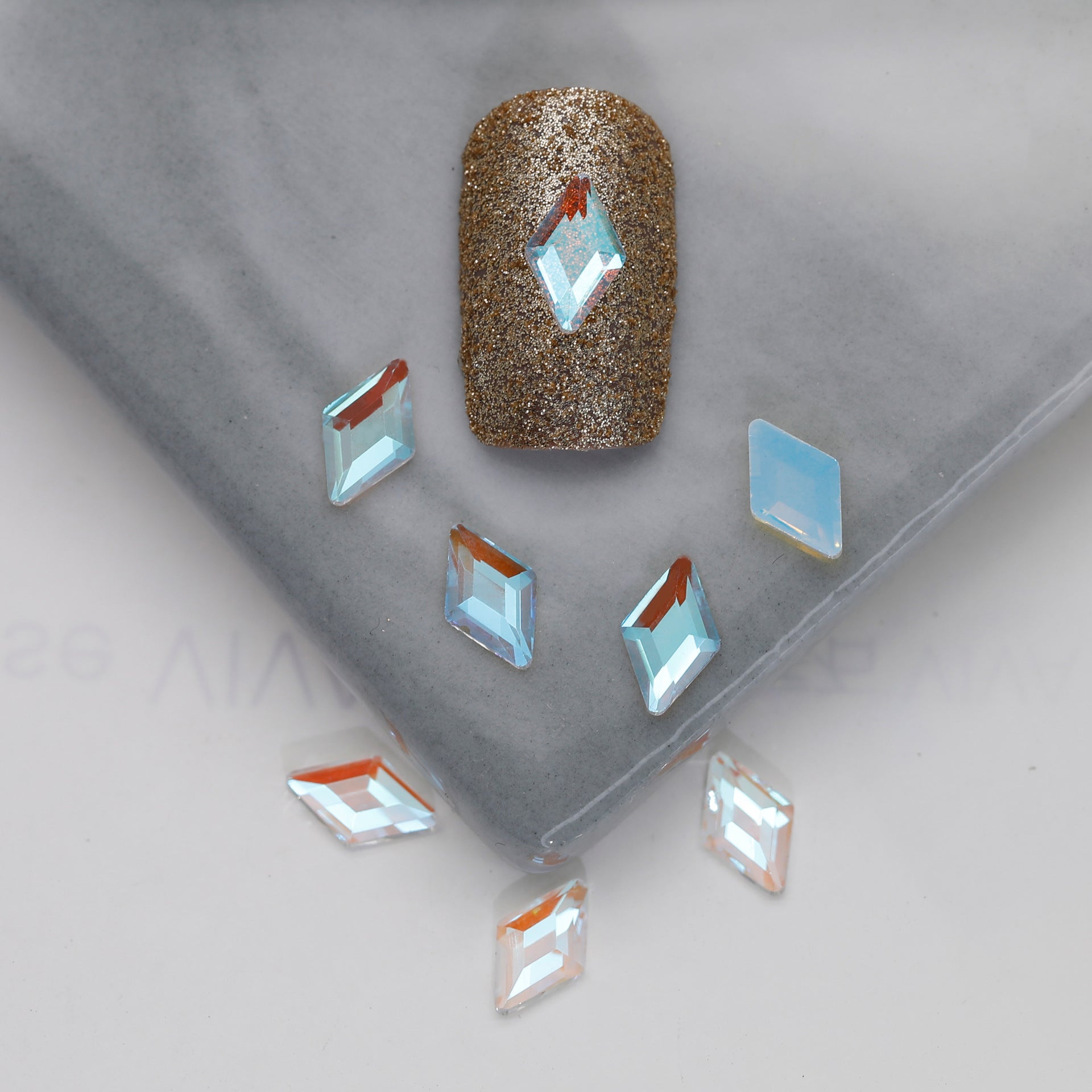 Factory Direct Wen Jingling Style Aurora Glass Stones Flatback Shaped Aurora Transparent Rhinestones Nail Art Accessories