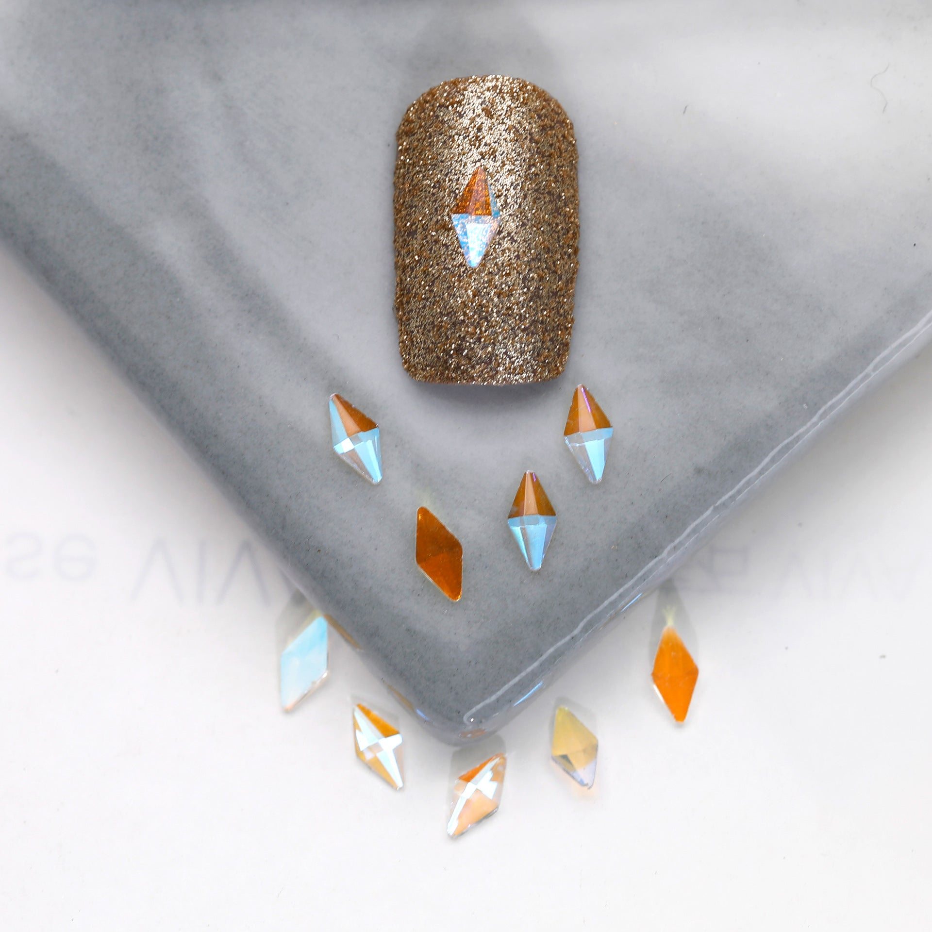 Factory Direct Wen Jingling Style Aurora Glass Stones Flatback Shaped Aurora Transparent Rhinestones Nail Art Accessories