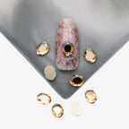 Cross-Border Supply Gold Champagne Flatback Shaped Nail Art Rhinestones Super Sparkle Gel Polish Adhesive Stones Non-Fading Base Color