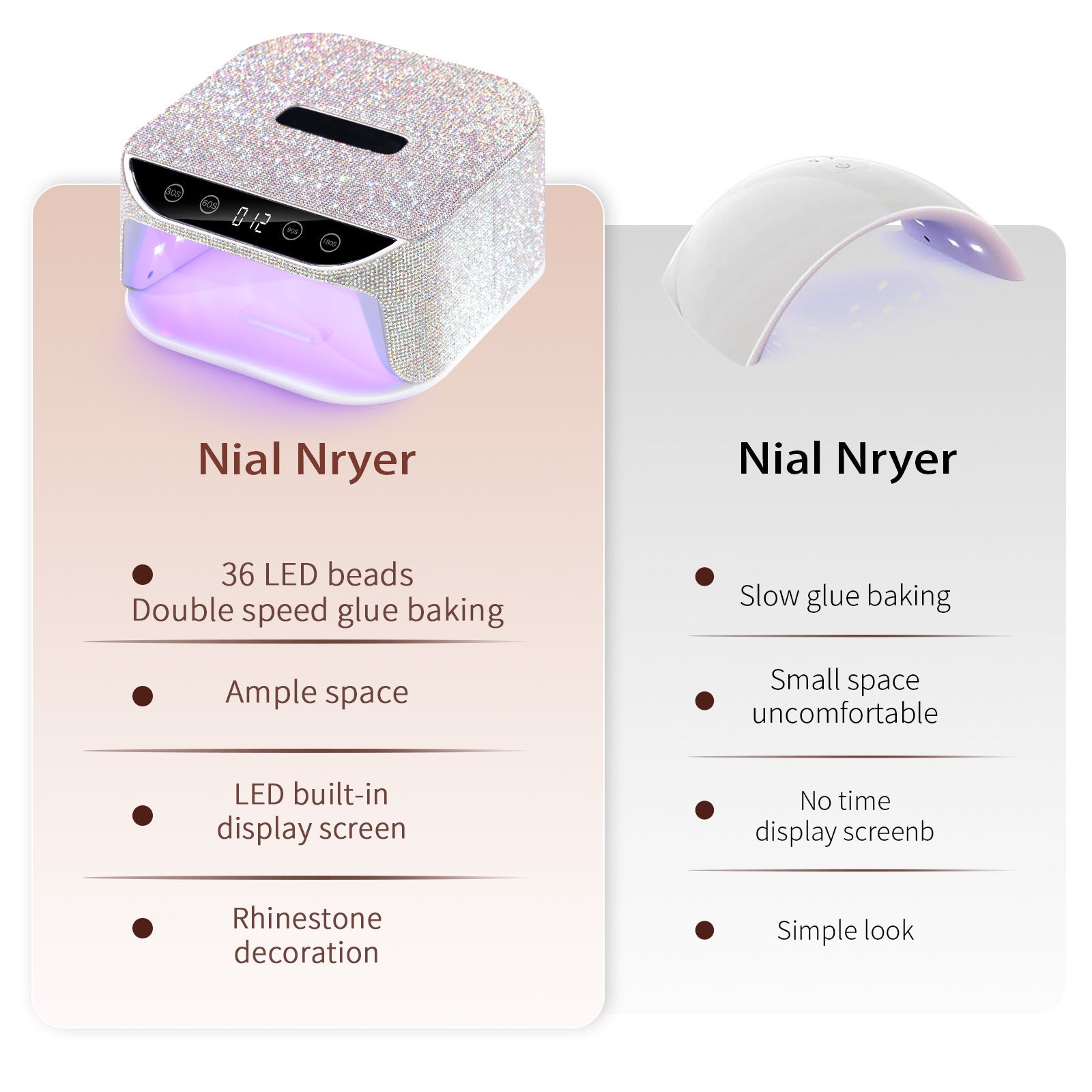 New Style Diamond-Inlaid UV LED Nail Lamp, High-Power Quick-Dry Gel Polish Machine for Professional Nail Salons