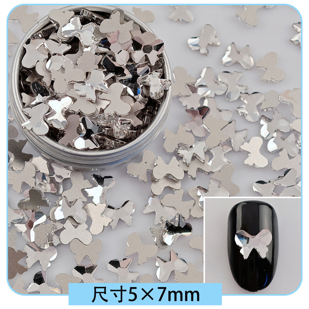 Mini Small Mixed Flatback Multi-Style Shaped Rhinestones Super Sparkle White Glass Nail Art Decorations