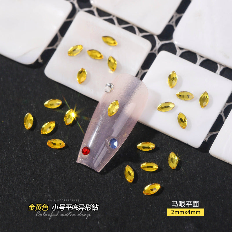 Small Golden Yellow Flatback Shaped Rhinestones Yellow Heart Butterfly Marquise Glass Crystal Nail Art Decorations Wholesale