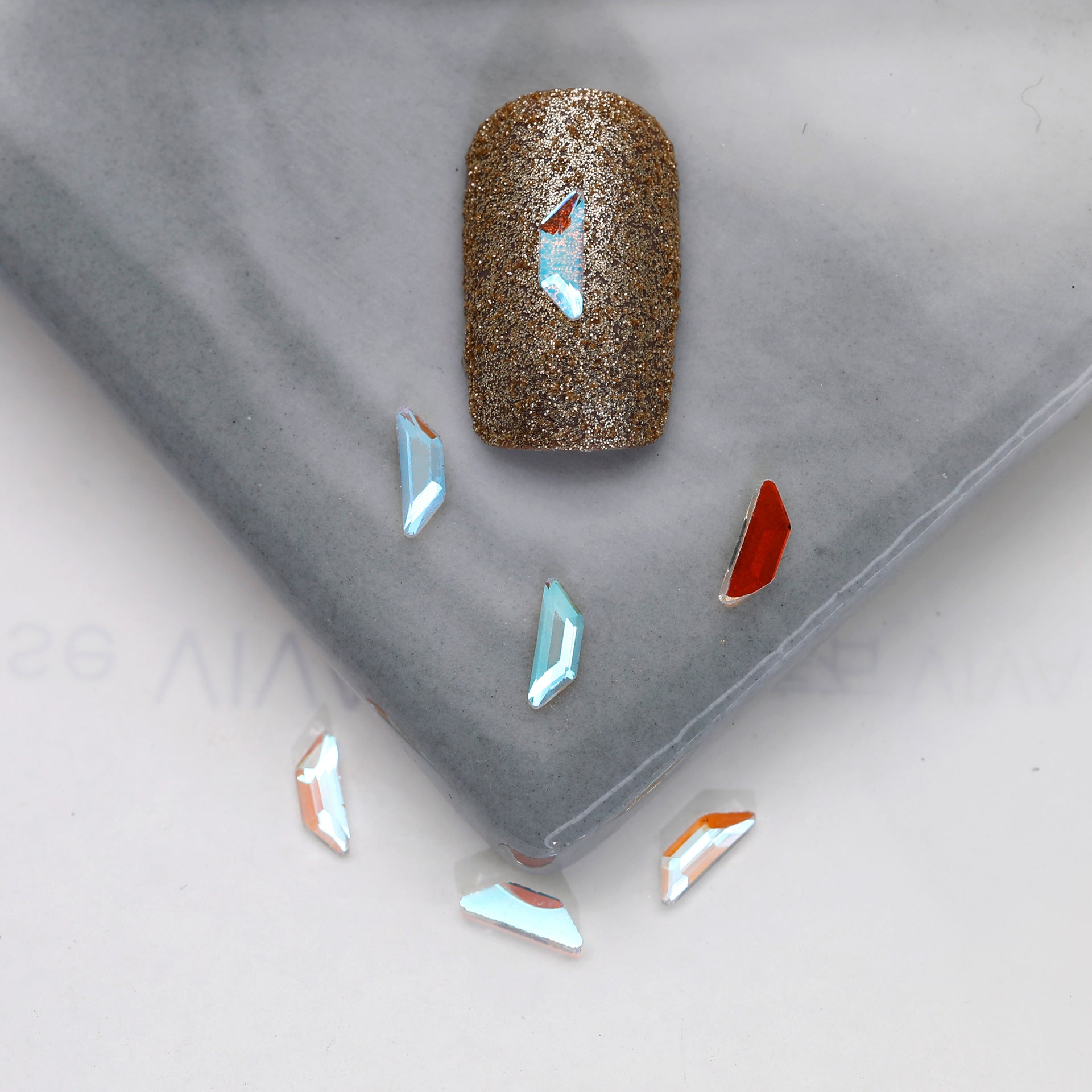 Factory Direct Wen Jingling Style Aurora Glass Stones Flatback Shaped Aurora Transparent Rhinestones Nail Art Accessories