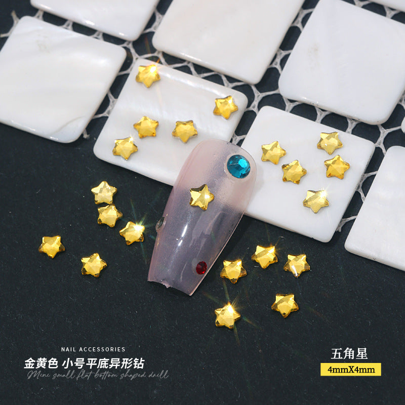 Small Golden Yellow Flatback Shaped Rhinestones Yellow Heart Butterfly Marquise Glass Crystal Nail Art Decorations Wholesale