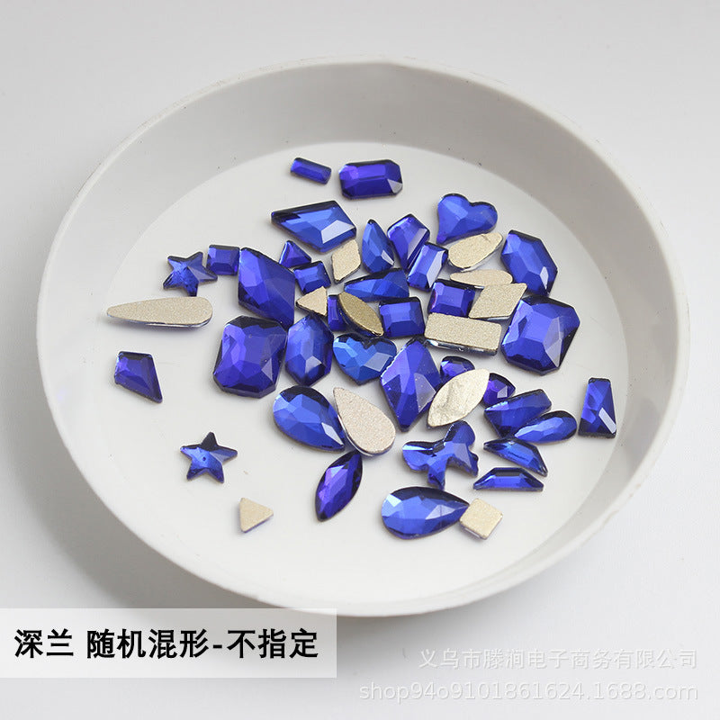 Flatback Shaped Rhinestones Series Deep Blue Colorful Nail Art Decorations Royal Blue Flatback Nail Rhinestones Wholesale Price