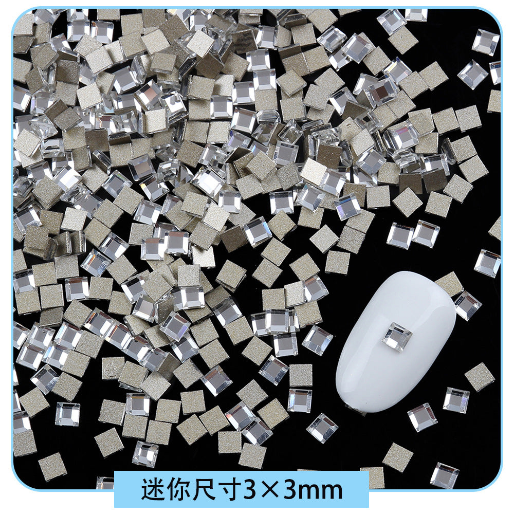 Mini Small Mixed Flatback Multi-Style Shaped Rhinestones Super Sparkle White Glass Nail Art Decorations