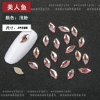 New hot-selling nail art rhinestones, light pink gold base, flat bottom, irregular shape, marquise, teardrop glass rhinestones, DIY nail art accessories wholesale.