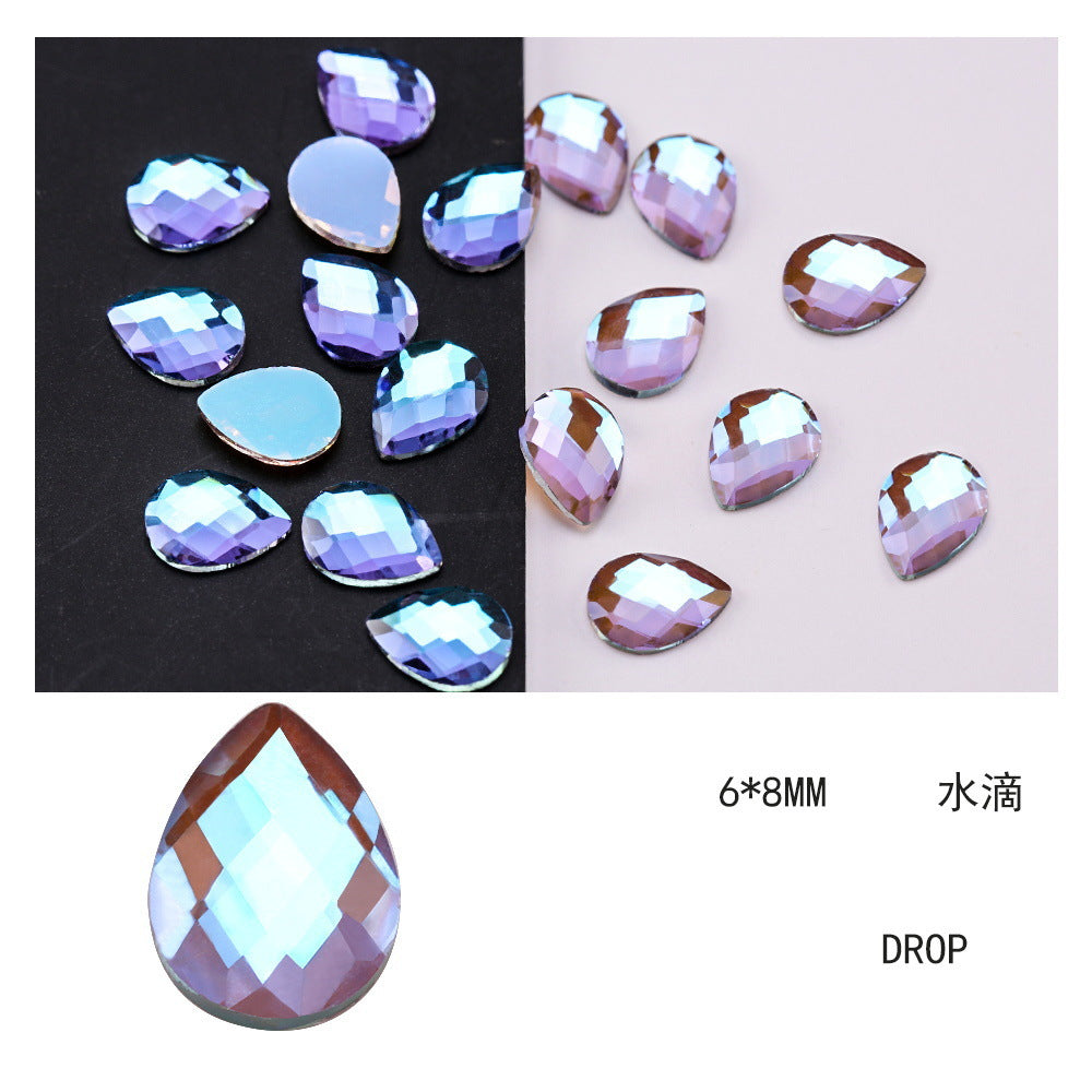 Cross-Border Direct Supply Aurora Phantom Purple Flatback Shaped Rhinestones DIY Nail Art Decorations Wholesale Accessories