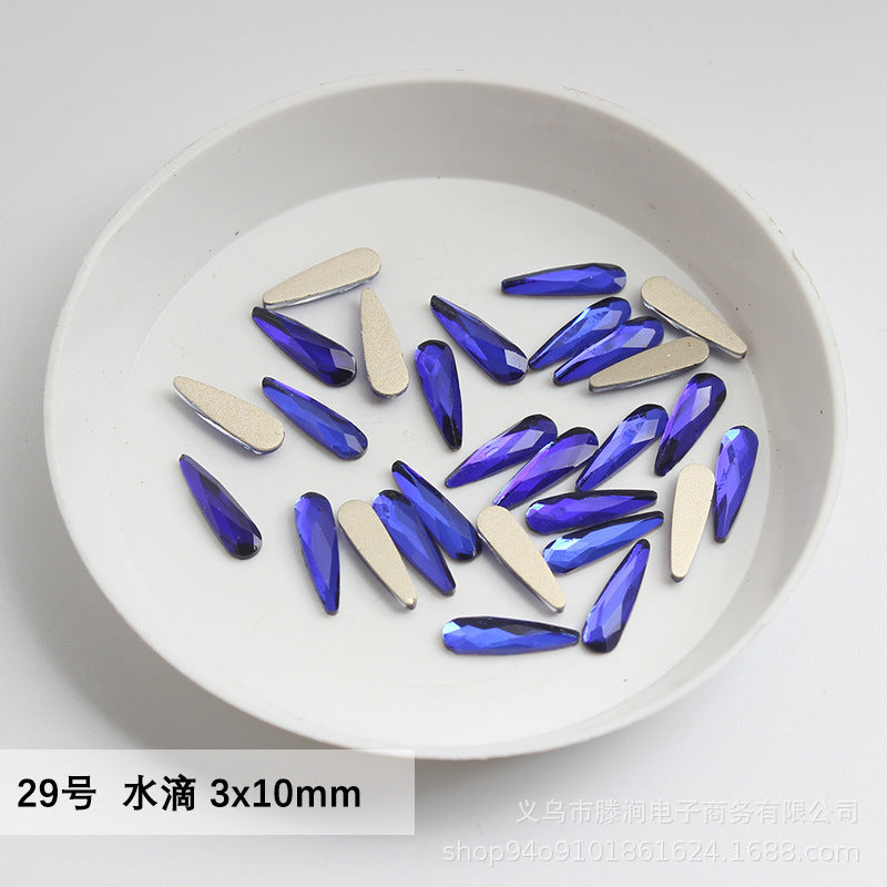Flatback Shaped Rhinestones Series Deep Blue Colorful Nail Art Decorations Royal Blue Flatback Nail Rhinestones Wholesale Price