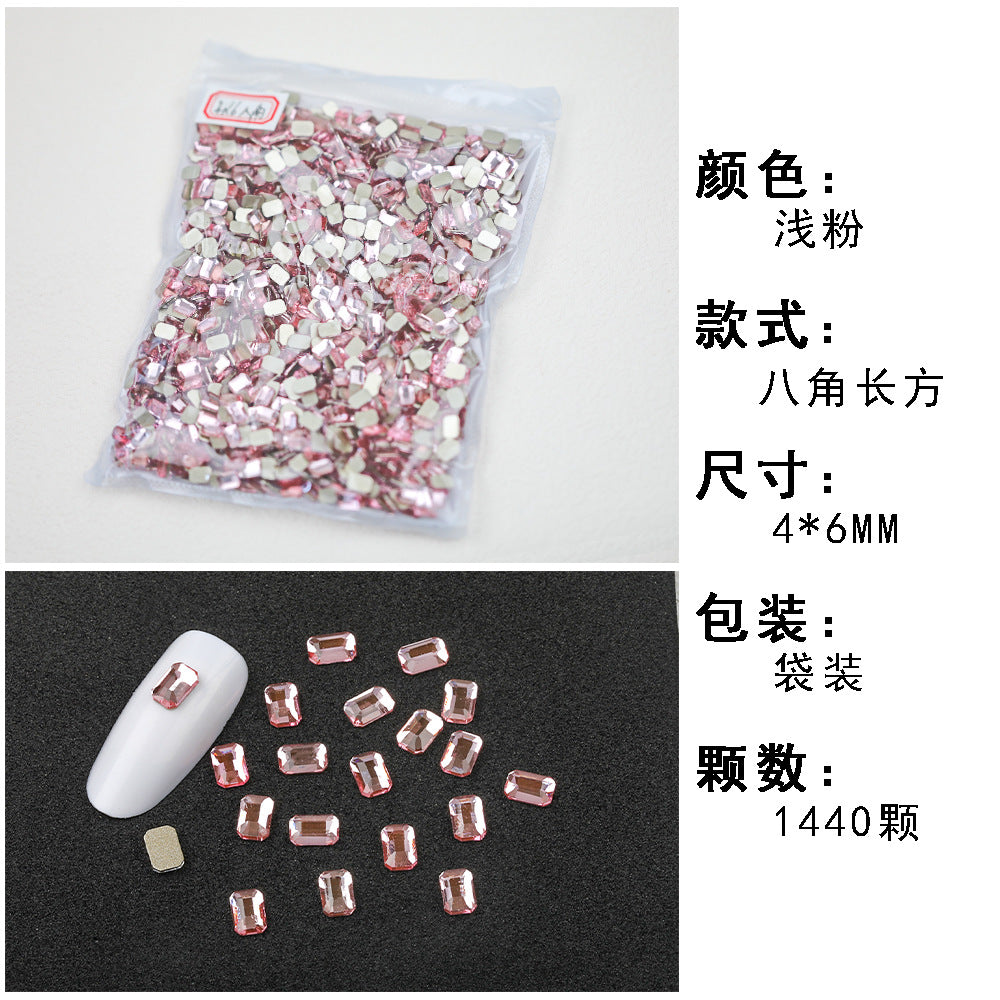 1440 Pcs/Bag Hot-Selling Nail Art Rhinestones: Light Pink Flatback Teardrop Glass Rhinestones | DIY Nail Art Ornaments Wholesale