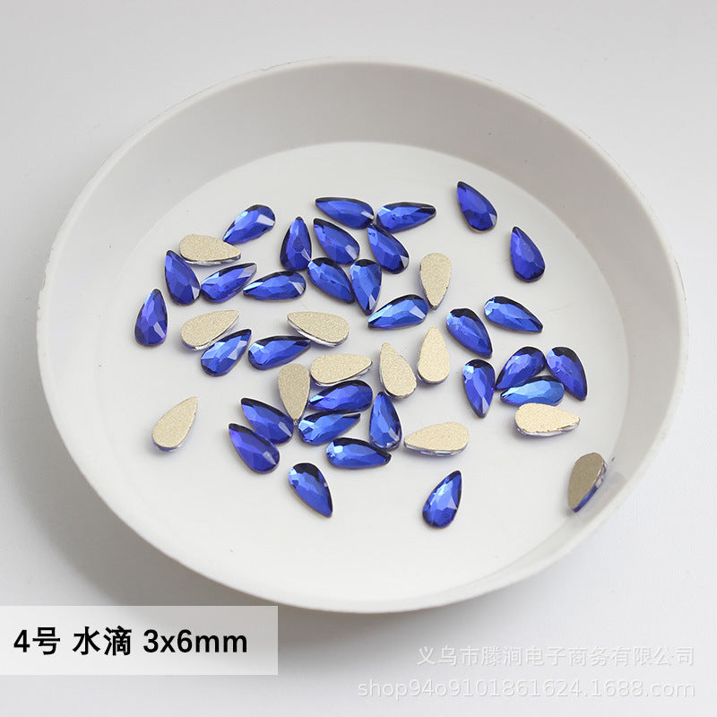 Flatback Shaped Rhinestones Series Deep Blue Colorful Nail Art Decorations Royal Blue Flatback Nail Rhinestones Wholesale Price