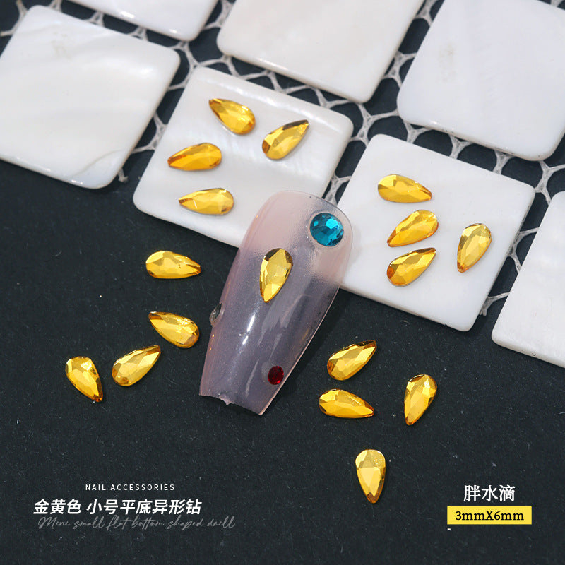 Small Golden Yellow Flatback Shaped Rhinestones Yellow Heart Butterfly Marquise Glass Crystal Nail Art Decorations Wholesale