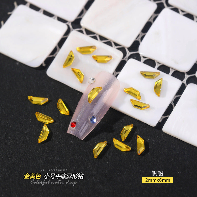 Small Golden Yellow Flatback Shaped Rhinestones Yellow Heart Butterfly Marquise Glass Crystal Nail Art Decorations Wholesale