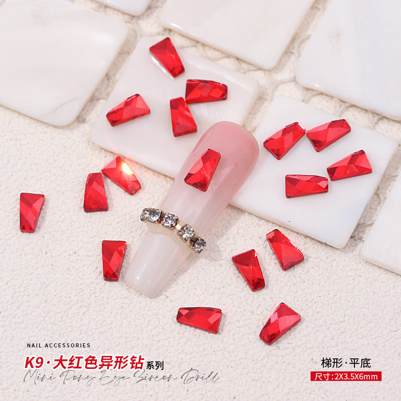 Red Small Flatback Shaped Rhinestones: Heart, Teardrop, Butterfly, Marquise | Christmas & New Year Nail Art Glass Ornaments | Factory Wholesale