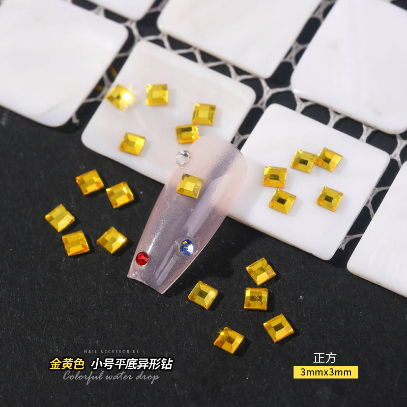 Small Golden Yellow Flatback Shaped Rhinestones Yellow Heart Butterfly Marquise Glass Crystal Nail Art Decorations Wholesale
