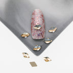 Cross-Border Supply Gold Champagne Flatback Shaped Nail Art Rhinestones Super Sparkle Gel Polish Adhesive Stones Non-Fading Base Color