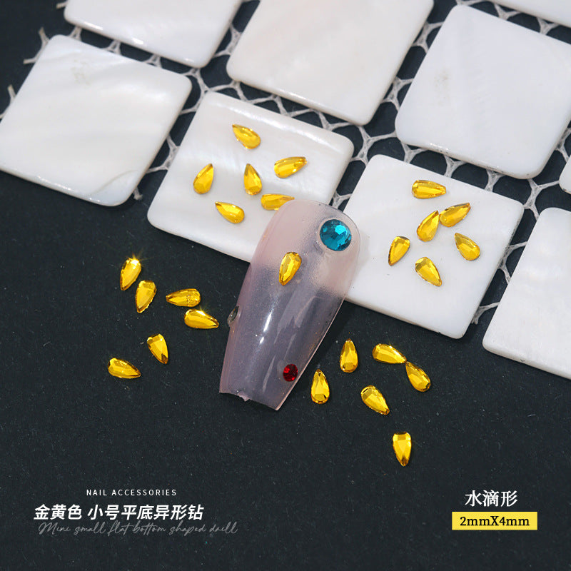 Small Golden Yellow Flatback Shaped Rhinestones Yellow Heart Butterfly Marquise Glass Crystal Nail Art Decorations Wholesale