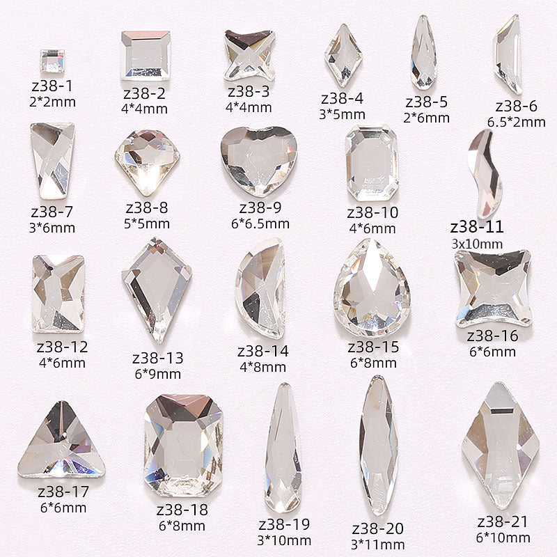 Princess Series Mixed Shapes Flatback Teardrop Crushed Rhinestones Diamond Nail Art Decorations Accessories