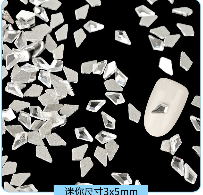 Mini Small Mixed Flatback Multi-Style Shaped Rhinestones Super Sparkle White Glass Nail Art Decorations