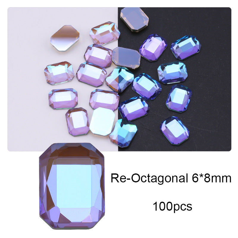 Cross-Border Direct Supply Aurora Phantom Purple Flatback Shaped Rhinestones DIY Nail Art Decorations Wholesale Accessories