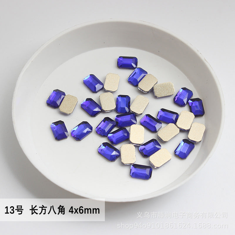 Flatback Shaped Rhinestones Series Deep Blue Colorful Nail Art Decorations Royal Blue Flatback Nail Rhinestones Wholesale Price