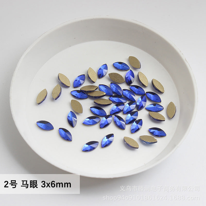 Flatback Shaped Rhinestones Series Deep Blue Colorful Nail Art Decorations Royal Blue Flatback Nail Rhinestones Wholesale Price