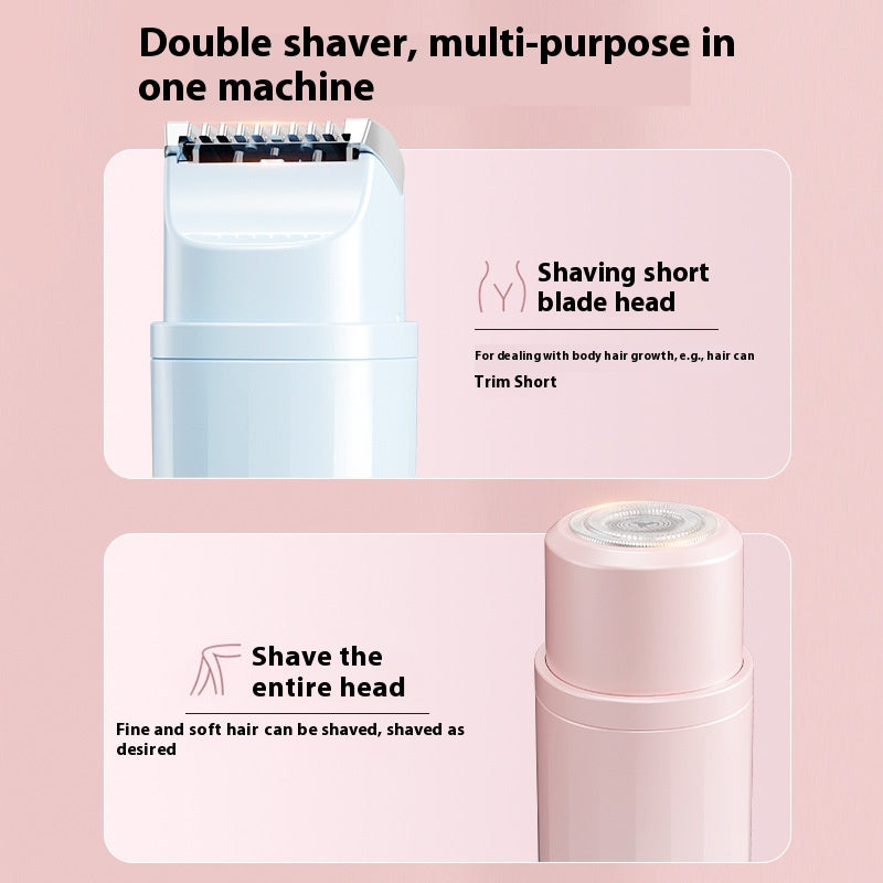 Portable Dual-Head Electric Shaver, Unisex Full-Body Hair Removal Device for Armpit and Leg Hair
