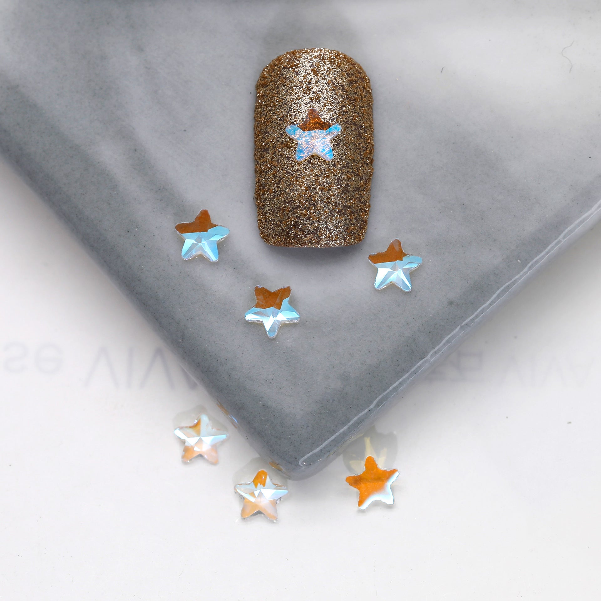 Factory Direct Wen Jingling Style Aurora Glass Stones Flatback Shaped Aurora Transparent Rhinestones Nail Art Accessories