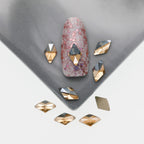 Cross-Border Supply Gold Champagne Flatback Shaped Nail Art Rhinestones Super Sparkle Gel Polish Adhesive Stones Non-Fading Base Color