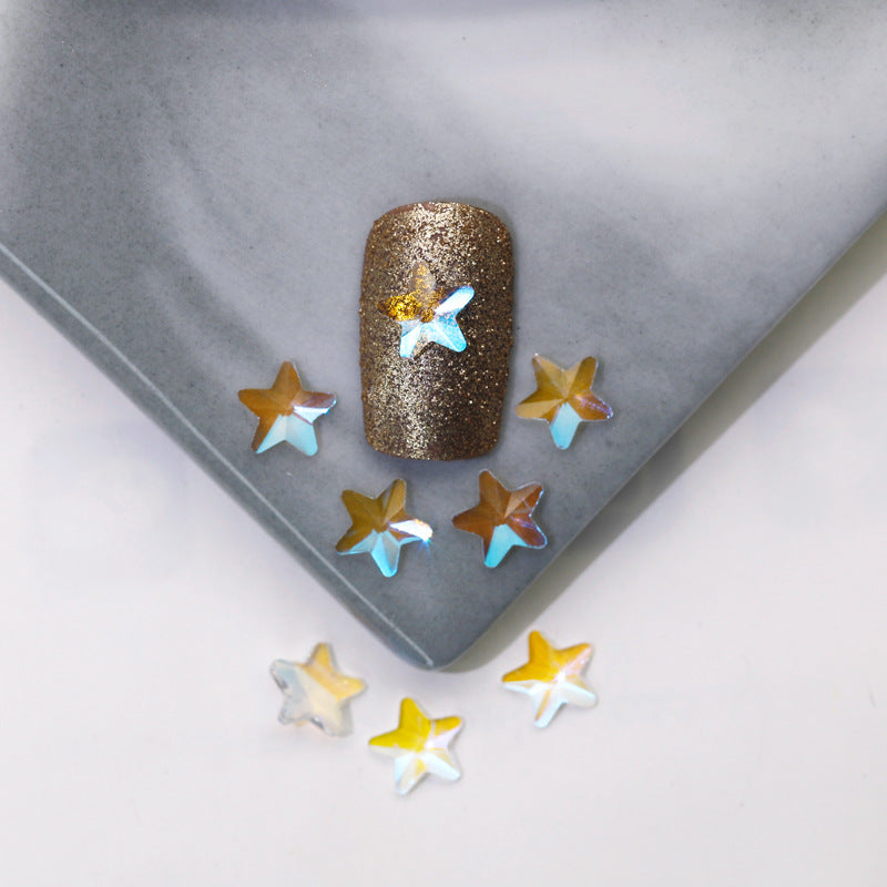 Factory Direct Wen Jingling Style Aurora Glass Stones Flatback Shaped Aurora Transparent Rhinestones Nail Art Accessories