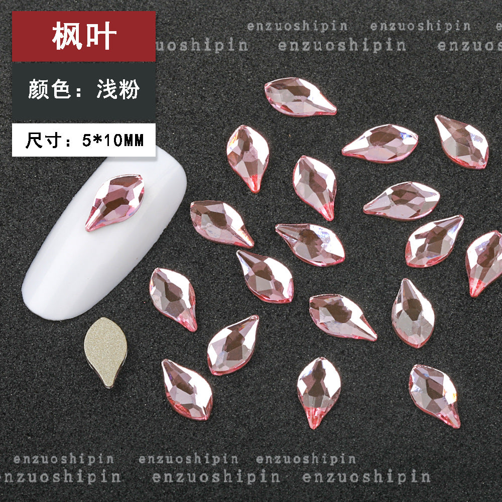 New Hot-Selling Light Pink Gold Base Flatback Shaped Marquise Teardrop Glass Rhinestones DIY Nail Art Accessories Wholesale