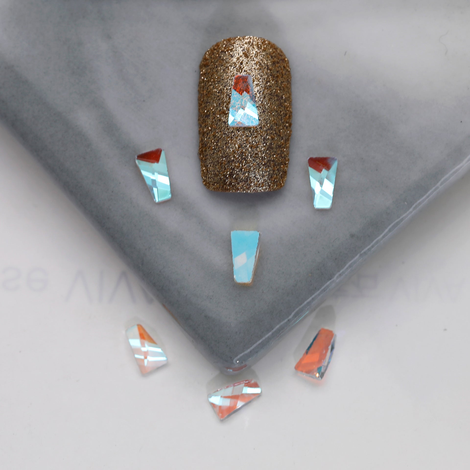 Factory Direct Wen Jingling Style Aurora Glass Stones Flatback Shaped Aurora Transparent Rhinestones Nail Art Accessories