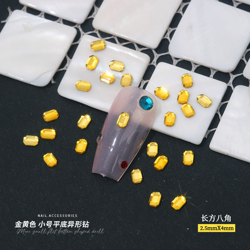 Small Golden Yellow Flatback Shaped Rhinestones Yellow Heart Butterfly Marquise Glass Crystal Nail Art Decorations Wholesale